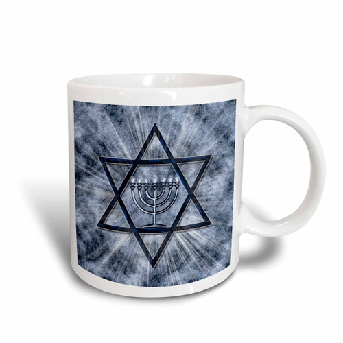 3dRose mug_52283_1 "Hanukkah Menorah with Star of David in Blue" Ceramic Mug, 11 oz, Multicolor 3dRose mug_52283_1 "Hanukkah Menorah with Star of David in Blue" Ceramic Mug, 11 oz, Multicolor