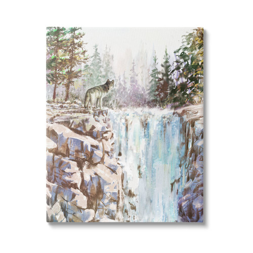Stupell Industries Wolf Near Rocky Waterfall Cliff Canvas Wall Art, Design by Pip Wilson