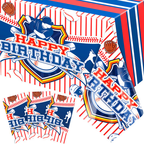 3 Pcs Baseball Tablecloth Table Cover Baseball Theme Party Supplies Disposable Baseball Plastic Table Cover Tablecloth Table Cloth for Baseball Theme Game Sport Birthday Party Decoration 54 x 108 Inch