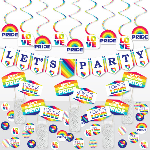Big Dot of Happiness Love is Love - Pride Rainbow Party Supplies Decoration Kit - Decor Galore Party Pack - 51 Pieces
