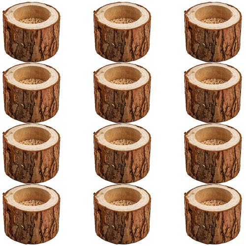 Lawei 12 Pack Wooden TeaLight Candle Holders, Personalized Wood Votive Tealight Holders, Vintage Pillar Candle Stands Bulk for Home Wedding Party Birthday Holiday Decoration