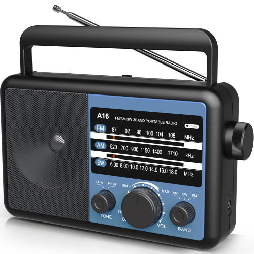 Portable AM FM SW Radio: Battery Operated Radio by 4 D Cell Batteries Or AC Power Shortwave Radio with Excellent Reception,Big Speaker, Standard Earphone Jack, High/Low Tone Mode, Large Knob