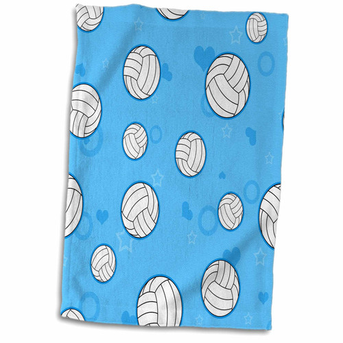 3dRose Blue Volleyball Pattern Towel, 15" x 22"