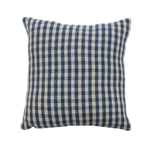 Creative Co-Op Woven Recycled Cotton Blend, Gingham, Blue and White Pillow Covers, 18" L x 18" W x 1" H, Multicolor