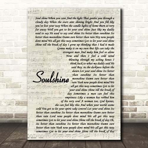 Soulshine Vintage Script Song Lyric Wall Art Poster Gift Present Print
