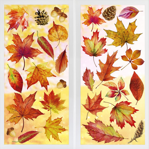 Thanksgiving Window Clings 6 Sheets Maple Leaves Pine Cones Window Decals Stickers for Autumn Glass Home Decor and Thanksgiving Fall Window Decoration