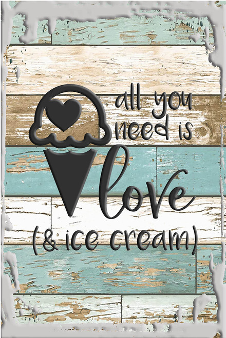 All you need is love and ice cream funny sweets heart scoop White Wall Art Decor Funny Gift