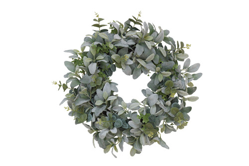 Puleo International 22" Artificial Flocked Lambs Ear Wreath