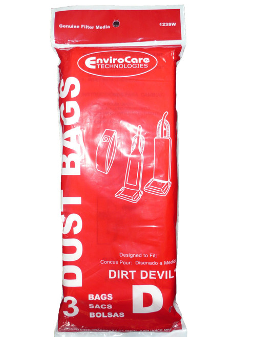 EnviroCare Replacement Vacuum Cleaner Dust Bags Made to fit Royal Dirt Devil Type D Featherlite, Lite Plus, Extra, Classic, Sensation, Toughtmate, Impulse, Upright Vacuum Cleaners 3 Pack