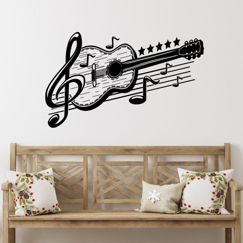 Large Vinyl Wall Decal Guitar Musical Art Music Decor Stickers Mural (443ig) Black Large Vinyl Wall Decal Guitar Musical Art Music Decor Stickers Mural (443ig) Black