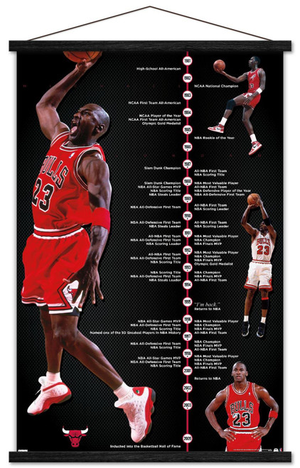 Trends International Michael Jordan - Timeline Wall Poster, 22.375" x 34", Premium Print and Black Hanger Bundle