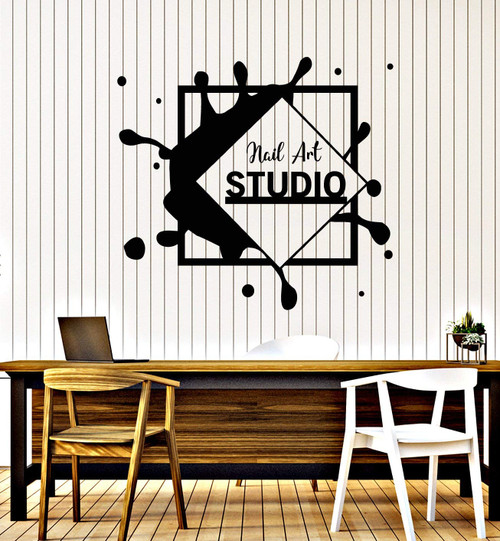 Vinyl Wall Decal Nails Art Studio Polish Manicure Beauty Salon Stickers Mural Large Decor (g3724) Black