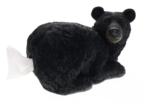 Whimsical Black Bear Butt Tissue Box Cover - Rustic Cabin Lodge Decor Square Cube Holder/Dispenser - Bathroom, Home, Office, Bedroom Funny Gift