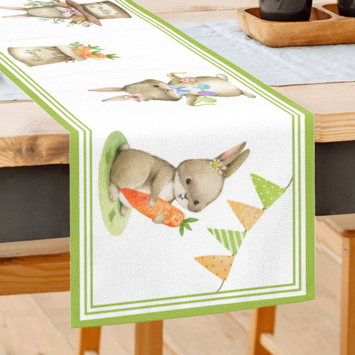 Cute Easter Bunny Easter Table Runner, Seasonal Spring Holiday Kitchen Dining Table Decorations for Home Party Decor 13x72 Inch Cute Easter Bunny Easter Table Runner, Seasonal Spring Holiday Kitchen Dining Table Decorations for Home Party Decor 13x72 Inch