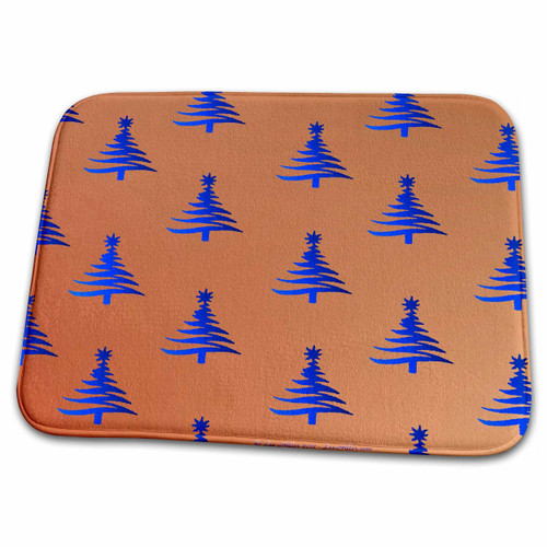 3dRose Christmas Trees Blue on Bronze - Bathroom Bath Rug Mats (rug-61543-1)
