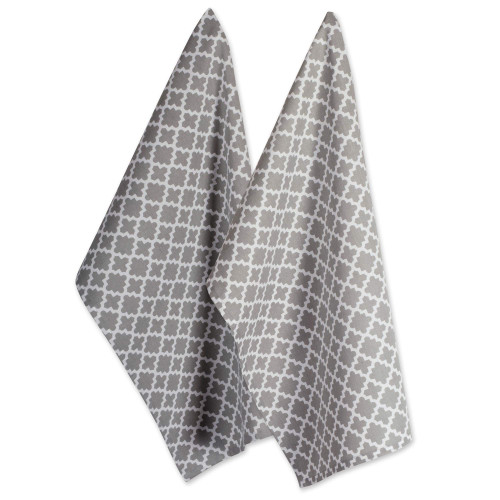 DII Lattice Basics Collection Kitchen Essentials, Dishtowel Set, Gray, 2, Piece