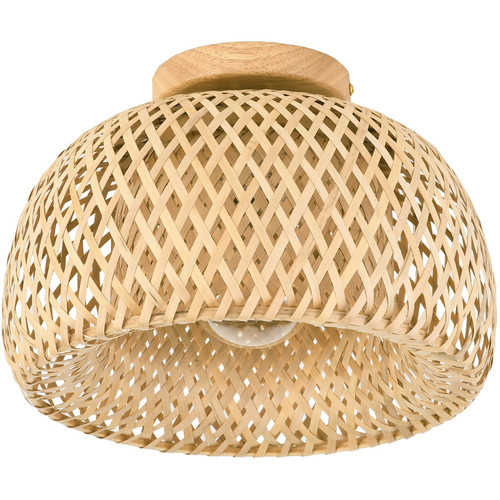 Capslapd Bamboo Rattan Light Fixtures Handmade Boho Semi Flush Mount Ceiling Light Fixtures Mini Chandelier for Kitchen,Bedroom,Kids Room,Corridor Passway,Hallway,Entryway