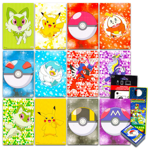 - Nintendo - Pokemon Mini Poster Set - Pokemon Room Decor Bundle with 12 Mini Pokemon Wall Art Posters Plus Pokemon Cards, Decals, More | 6" x 4" Pokemon Posters for Walls
