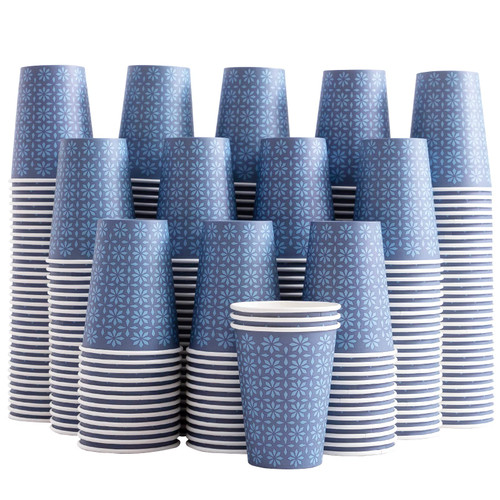 Clawsoff 240 Pack 10 oz Disposable Paper Cups, Hot/Cold Beverage Paper Drinking Cups, Paper Coffee Cups 10 OZ, Navy Floral Paper Hot Coffee Cups for Party, Picnic, Travel, and Events.