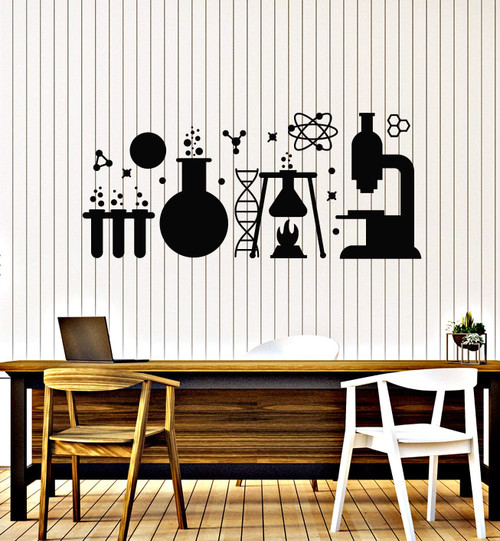 Vinyl Wall Decal School Table Teen Classroom Chemistry Lab Stickers Mural Large Decor (g4545) Black Vinyl Wall Decal School Table Teen Classroom Chemistry Lab Stickers Mural Large Decor (g4545) Black