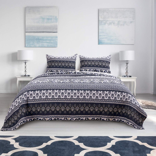 Barefoot Bungalow Native Indigo Oversized Reversible Quilt Set