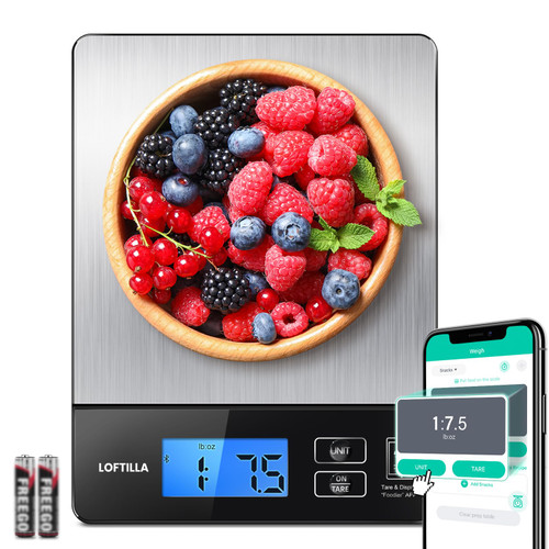 Loftilla Digital Food Scale for Weight Loss, Smart Kitchen Gift Scale for Food Ounces and Grams, Food Weight Scale for Food with Nutritional Calculator, Baking Scale for Cooking, 1g/0.1oz, 11lb/5kg Loftilla Digital Food Scale for Weight Loss, Smart Kitchen Gift Scale for Food Ounces and Grams, Food Weight Scale for Food with Nutritional Calculator, Baking Scale for Cooking, 1g/0.1oz, 11lb/5kg