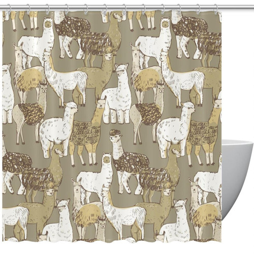 VAPOKF Shower Curtain for Bathroom Decor, Cute Llama Waterproof Polyester Fabric Bath Curtain Set with 12 Hooks - 60x72 Inches