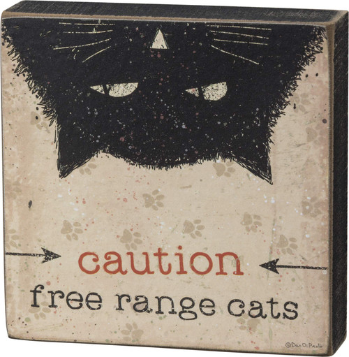 Primitives by Kathy Word Block Sign with Cat Design, 4" x 4" (101691)