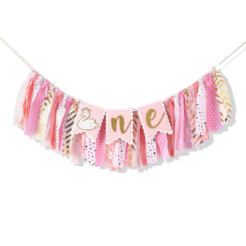 Swan 1st Birthday High Chair Banner Girl - Highchair Banner 1st Birthday Girl,sawn 1st/first Birthday Decoration,sawn Pink and Gold Highchair Banner,1st Birthday Party Decoration