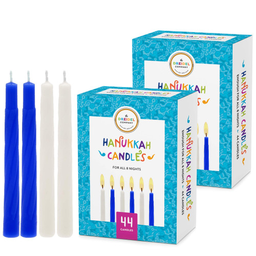 Menorah Candles Chanukah Candles 44 White and Blue Hanukkah Candles for All 8 Nights of Chanukah (2-Pack)