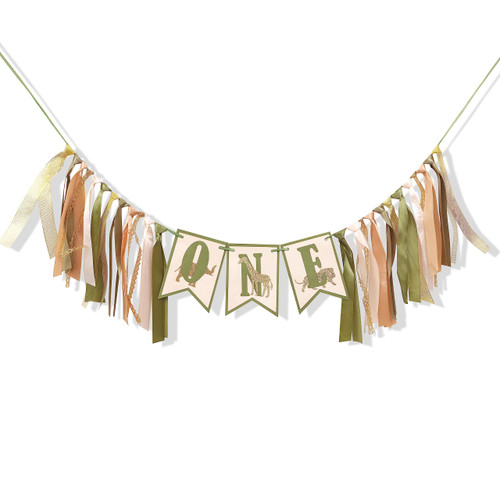 Wild One High chair Banner - 1st Birthday Banner For Baby,Jungle Themed First Birthday Decorations Party Pull Flag,Smash Cake Decor,Wildone Birthday Decorations Boy