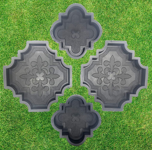 4 pcs Beautiful Plastic Form Big Pathmaker Concrete Molds Cement Molds for Concrete Mold - Plastic Brick Mold Concrete Molds Forms Stone Paver Mold - Cement Stepping Stone Mold Concrete Form