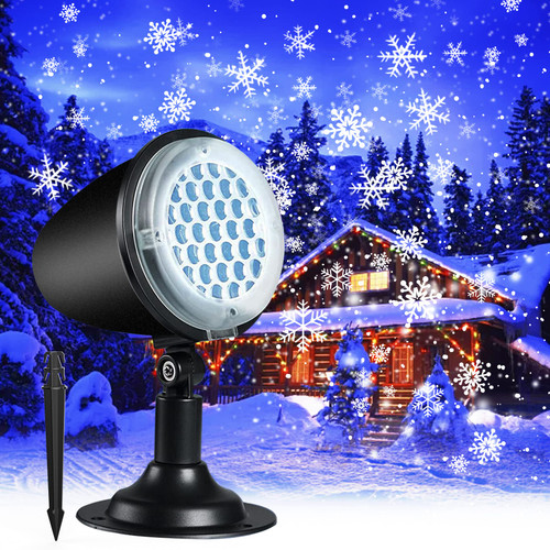 Christmas Snowflake Projector Lights,Outdoor Holiday Projector Lights,LED Snowfall Light Waterproof Landscape Decorative Lighting Storm Snowflake Light for Halloween Xmas Party Garden Patio Decoration