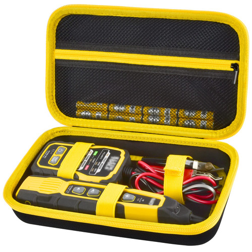Case Compatible with Klein Tools VDV500-820 Cable Tracer/Probe Tone Pro Kit, Mesh Pocket for AA Batteries, Adapter and Other Accessory Kit (Yellow)