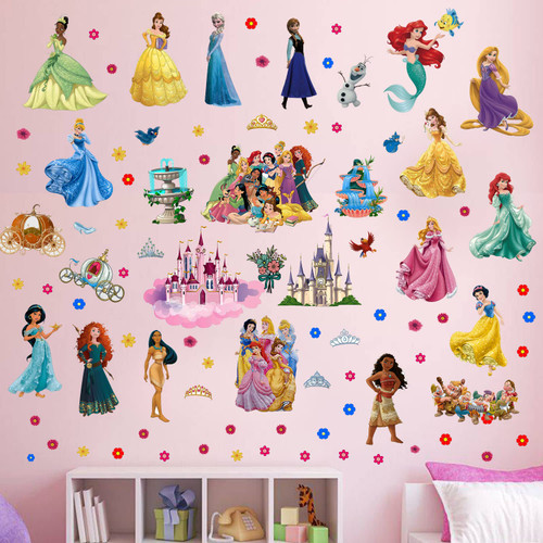 KEOJUE Princess Wall Decals Stickers, Peel and Stick Wall Decals for Girls Room Removable Wall Art Decor for Baby Nursery Girls Bedroom