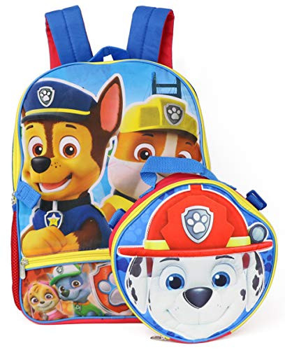 PAW Patrol Boys Backpack with Shaped Marshall Lunch Kit, Blue, One Size