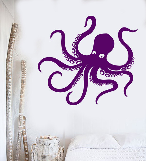 Large Vinyl Wall Decal Octopus Tentacles Marine Animal Sea Decor Stickers (249ig) Matte Black
