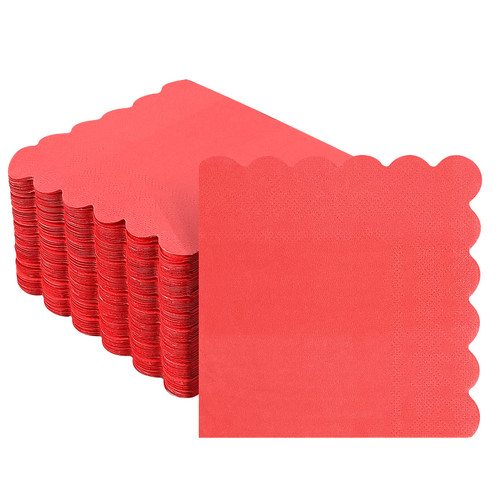 Cocktail Napkins Red, 100 Pcs Scalloped Paper Napkins Beverage Napkins Disposable Paper Napkins for Wedding Birthday Baby Shower Party Dinner Bridal Anniversary (Red) Cocktail Napkins Red, 100 Pcs Scalloped Paper Napkins Beverage Napkins Disposable Paper Napkins for Wedding Birthday Baby Shower Party Dinner Bridal Anniversary (Red)