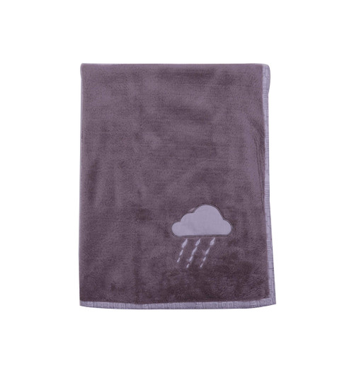 Bacati Clouds in The City Clouds Grey Plush Blanket, White/Grey