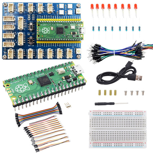 Adeept Raspberry Pi Pico Expansion Kit with Pre-Soldered Pico, Raspberry Pi Pico Expansion Board, Pico Starter Kit with Breadboard and Jumper Wires, LEDs