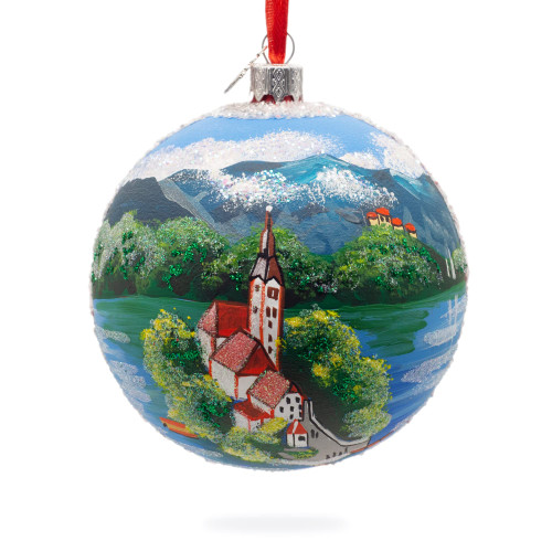Lake Bled, Bled, Slovenia Glass Ball Christmas Ornament 4 Inches