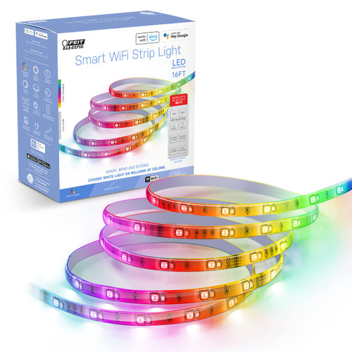 Feit Electric TAPE192/RGBW/AG 10-Watt WiFi Dimmable, No Hub Required, Alexa or Google Assistant RGBW Multi-Color LED Smart Strip Tape Light, 16' x 0.4", Cool White Feit Electric TAPE192/RGBW/AG 10-Watt WiFi Dimmable, No Hub Required, Alexa or Google Assistant RGBW Multi-Color LED Smart Strip Tape Light, 16' x 0.4", Cool White
