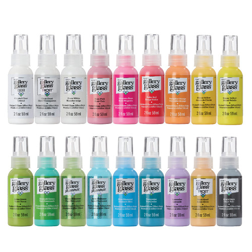 Gallery Glass Window Acrylic Craft Paint Set Formulated to be Non-Toxic, Perfect for Beginners and Artists, Eighteen Bottles, 2 Ounce, Assorted Colors 2, 2 Fl Oz (Pack of 18)