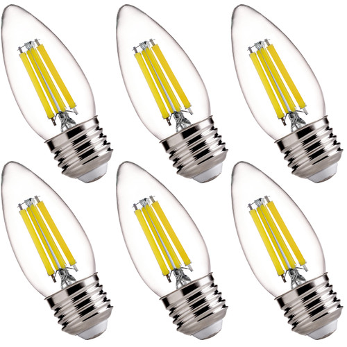 FLSNT 100W Equivalent LED Chandelier Light Bulbs E26 Base, 5000K Daylight Dimmable LED Candelabra Bulbs, 800LM, 6 Pack