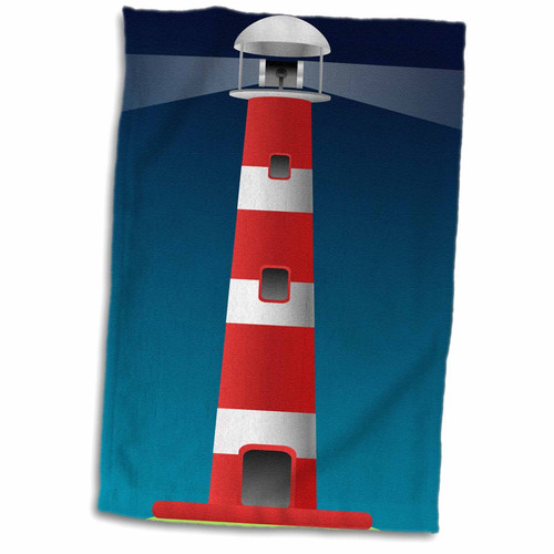 3D Rose Red and White Lighthouse with A Blue Background Hand/Sports Towel, 15 x 22