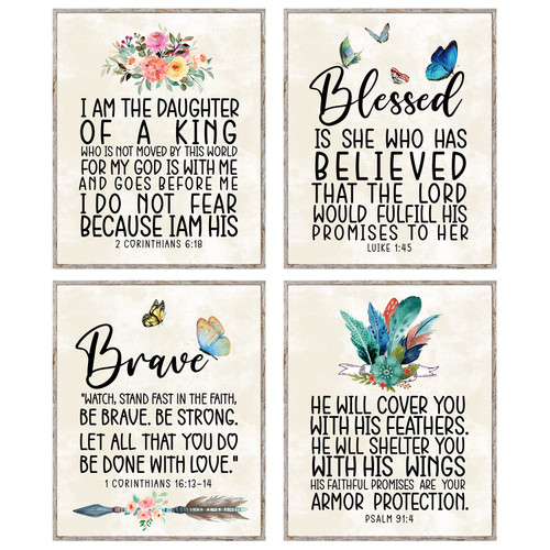 Bible Verse Wall Art Print, Positive Quotes Religious Wall Decor, Scripture Wall Decor, Christian Wall Art For Girls Bedroom, Christian Poster Spiritual Gifts For Daughter Women (Set Of 4, 8x10 In) Bible Verse Wall Art Print, Positive Quotes Religious Wall Decor, Scripture Wall Decor, Christian Wall Art For Girls Bedroom, Christian Poster Spiritual Gifts For Daughter Women (Set Of 4, 8x10 In)