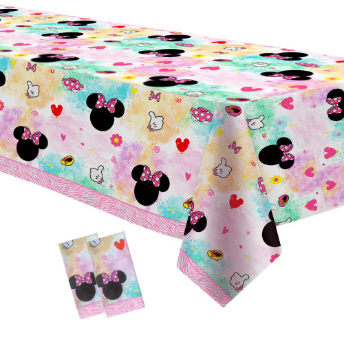 APOWBLS Mickey Birthday Party Supplies Tablecloth for Boy - Disposable Mickey Theme Mouse Baby Shower Decorations Table Cover, Mickey Party Decorations Table Cloth - 2 Pack (54in x 108in)