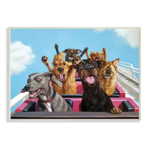 Stupell Industries Dogs Riding Roller Coaster Funny Amusement Park