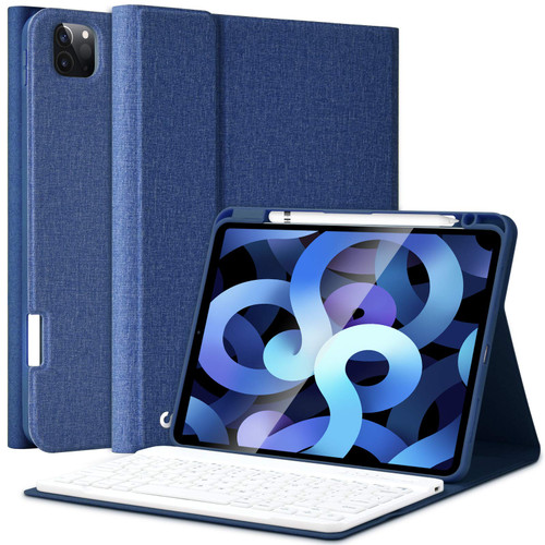 FUWANG iPad Pro 11 Case with Keyboard, iPad Air 5th Generation Case with Keyboard, Detachable - Pencil Holder - Flip Stand Cover iPad Air 5th/4th Gen 10.9 Keyboard, iPad Pro 11 Keyboard,Blue
