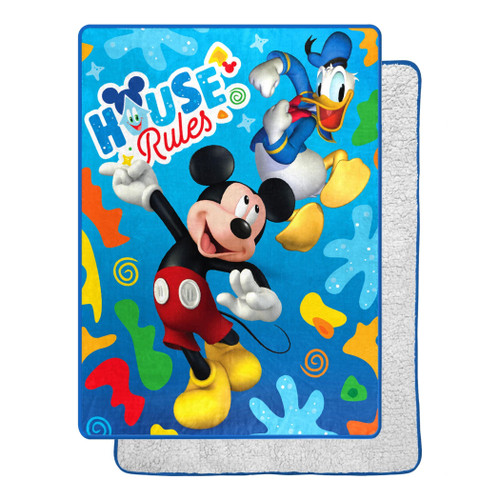 Northwest Mickey Mouse Buddies Rule Oversized Silk Touch Sherpa Throw Blanket, 60" x 80"